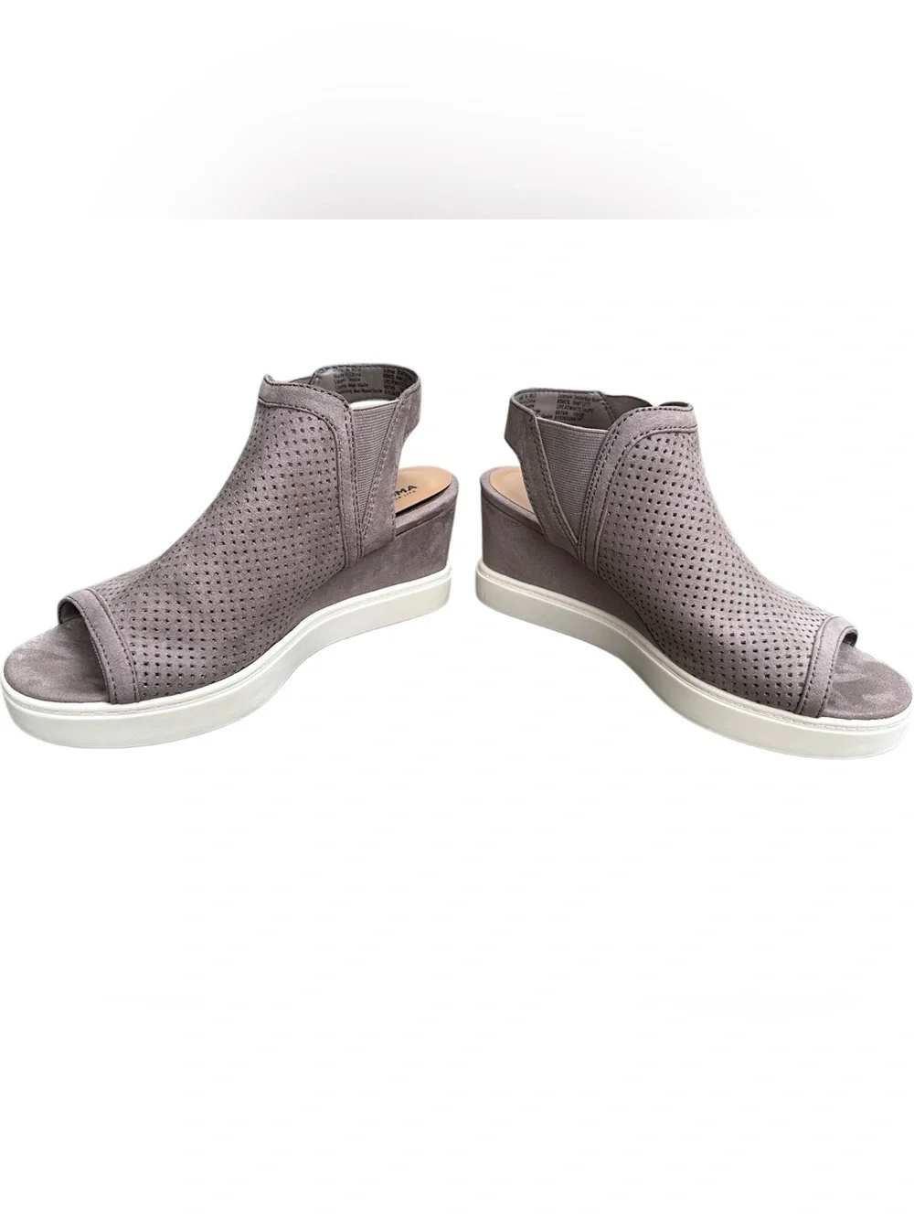 Sonoma Goods For Life Gray Taupe Perforated Peep Toe Wedge Sandals Women’s 6